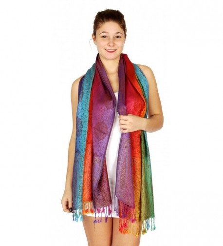 SERENITA Multi color Rainbow Pashmina in Wraps & Pashminas