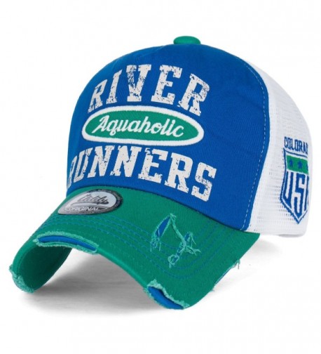 ililily River Runners Aquaholic Colorado Vintage Trucker Hat Baseball Cap - Green - CX12JRYSP35