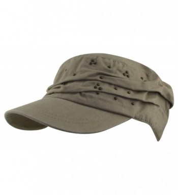 MINAKOLIFE 100% Cotton Punk Rivet Flat Cap Hat Military Camp Sun Snapback Hat - Armygreen - CE120JJYUVN