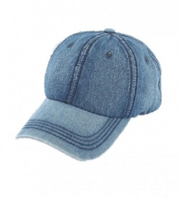 Joymee Washed Low Profile Cotton and Denim Baseball Cap Hat - Dark Blue - CN182SGYHK9