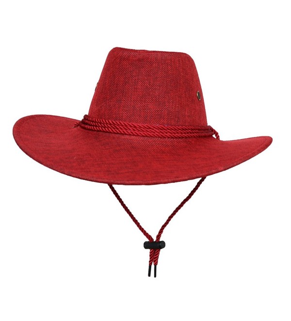 COMVIP Unisex Adult Cotton Adjustable Cycling Cowboy Hat - Red - C9182IQ9UCC