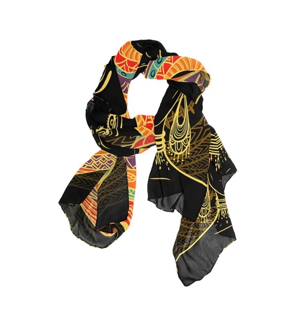 DEYYA Women's Silk Scarf Scarves African Art Women Beach Sunscreen Shawl Wraps - CP187EAAA2G