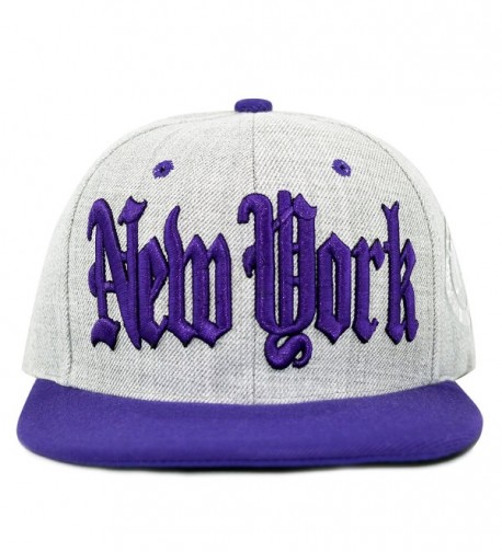 THE HAT DEPOT 1300DHGny Designed Heather Grey New York Snapback Cap - Purple - CU120QHC9M5