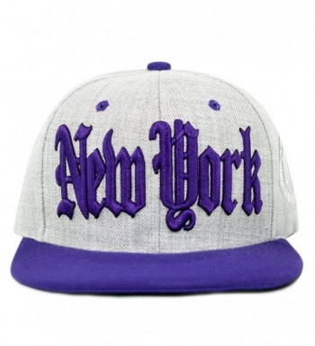 THE HAT DEPOT 1300DHGny Designed Heather Grey New York Snapback Cap - Purple - CU120QHC9M5