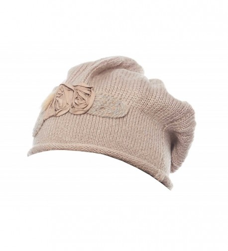 Lidiya Knit Winter Hat for Ladies - Beige Floral - C212LLYX791
