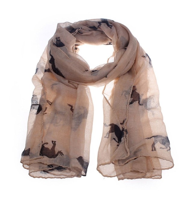 DaySeventh Fashion Women Running Horse Print Long Scarf Shawl Wrap - Coffee - C811T8QOZIH