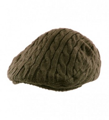 Morehats Crochet Knit Newsboy Cabbie Cap Golf Driving Gatsby Hat - Olive - CV11NF6PNRD