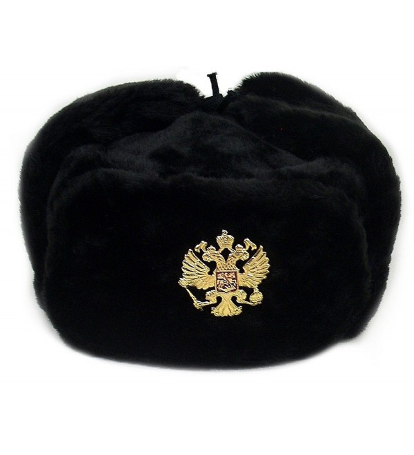 Russian Army KGB Military Fur Hat Ushanka *BLACK-XL* w/Imperial Eagle Crest Badge - CF11BQ9HIZB