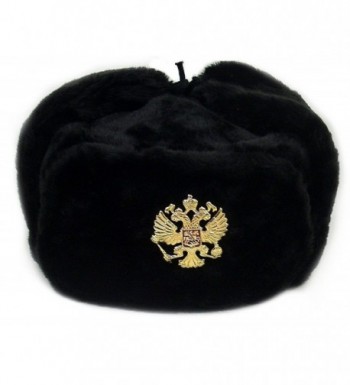 Russian Army KGB Military Fur Hat Ushanka *BLACK-XL* w/Imperial Eagle Crest Badge - CF11BQ9HIZB