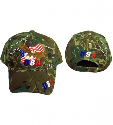 Patriotic Baseball Cap Camo Bald Eagle USA Hat American Flag - CA11VZC9EGZ