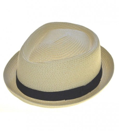 Angela & William Upturn Straw Fedora Diamond Crown 57cm Natural - CQ11JFU2XML