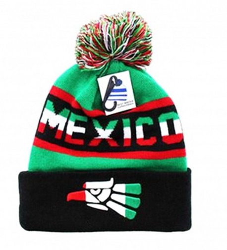 Mexico Beanie Pom Pom Ski Winter Cap Hat Cuff Urban wear Mexican Eagle Soccer MX - CK12MZ02QRD