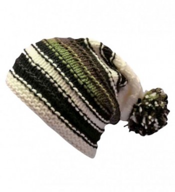 Luxury Divas Multicolor Striped Knit Slouchy Beanie Hat - White - CG117KA6T4P