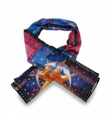 Laurel Burch Celestial Sun and Moon Classic Silk Scarf - CF11JU5WTJ3