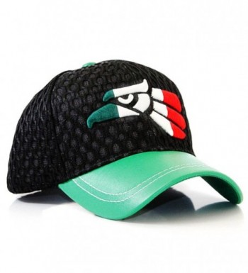 Mexico Flag Eagle Symbol 3D Embroidered Mesh Velcro Adjustable Baseball Cap Hat - Black - CF12I8AKDSD