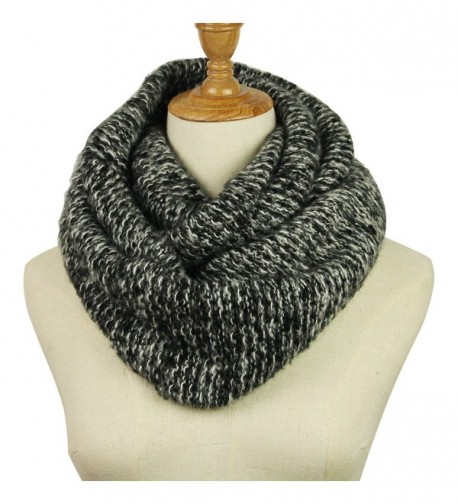 Knitted Infinity Scarf Winter Thick Warm Wrap Women Scarf Fashion Circle Loop Scarves - Black White - CV188NQAIM5
