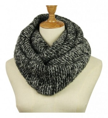 Knitted Infinity Scarf Winter Thick Warm Wrap Women Scarf Fashion Circle Loop Scarves - Black White - CV188NQAIM5