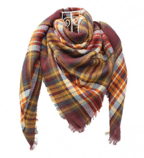 DH.M Blanket Scarf Women Big Square Long Scarves Warm Tartan Checked Shawl - A8 - C61874O8L93