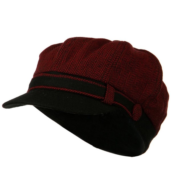 Wool Blend Herringbone Newsboy Cap - Red - C4110J6H573