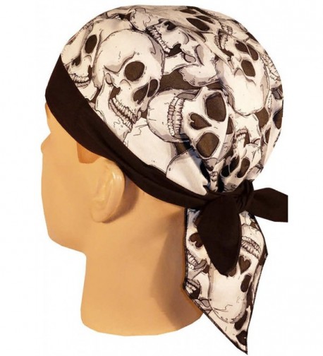 Skull Cap Biker Caps Headwraps Doo Rags - Large Skulls on Black - CS12ELHNZ2T