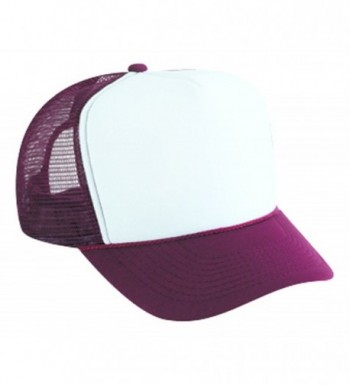 Polyester Foam Front Two Tone Color Five Panel High Crown Golf Style Mesh Back Caps - Maroon/white - CG11TOPFHQL