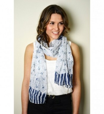 Nautical Navy Blue Anchors Scarf Wrap Shawl - CP11YJR4RP1