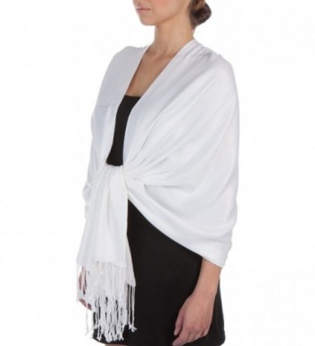 Sakkas 78" x 28" Silky Soft Solid Pashmina Shawl / Wrap / Stole - White - C1113YYZX21