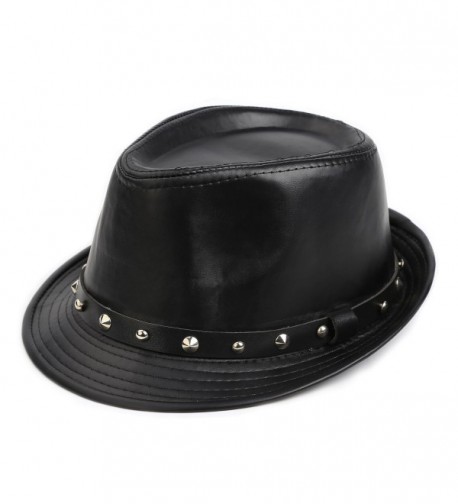 Fedora Hat - Elegant Men's Wool Herringbone Band Classic Winter Hats - Black - CX186DT4RRI