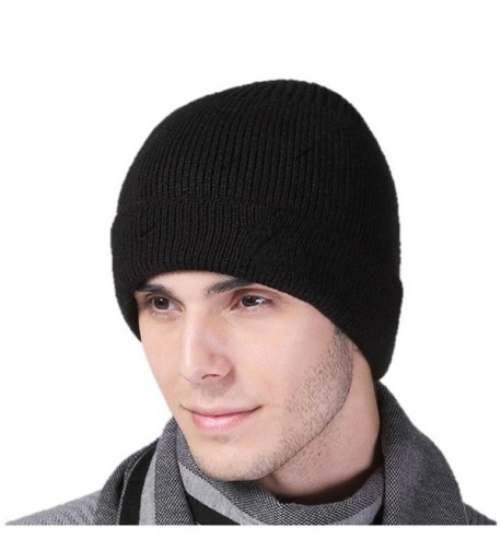 iHomey Winter Beanie Thermal Fleece Lined Soft Knit Hat Cap Ski Snow Hat - Black - CS186RDTGIX