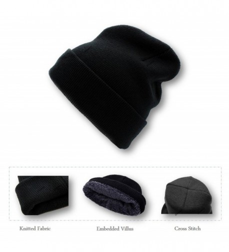 Winter Beanie Thermal Fleece Lined Soft Knit Hat Cap Ski Snow Hat Black ...
