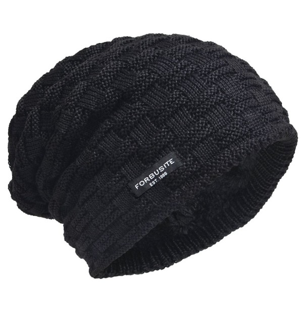 VECRY Men Knit Beanie Hat Thick Fleece Lined Winter Skull Cap B5050 - Check-black - CY12OCHSS2Y