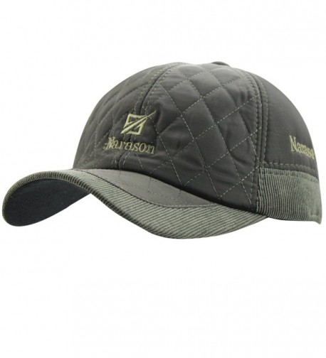 Men's Warm Cotton Padded Quilting Plaid Peaked Baseball Hat Cap with Ear Flap - Army Green - C31885I9R8T