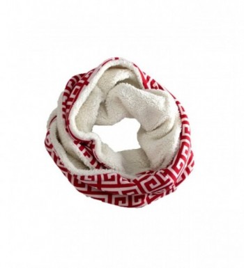 Modadorn Sherpa Lined Greek Key Pattern Infinity Scarf - Red - CM121D8ID67