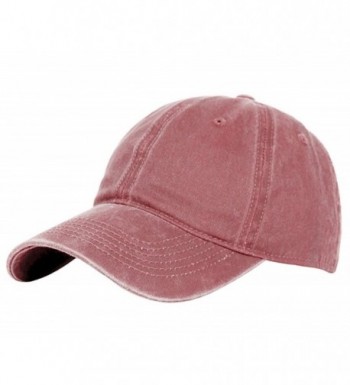 Glamorstar Classic Unisex Baseball Cap Adjustable Washed Dyed Cotton Ball Hat - Red Wine - CV183D9H79Y