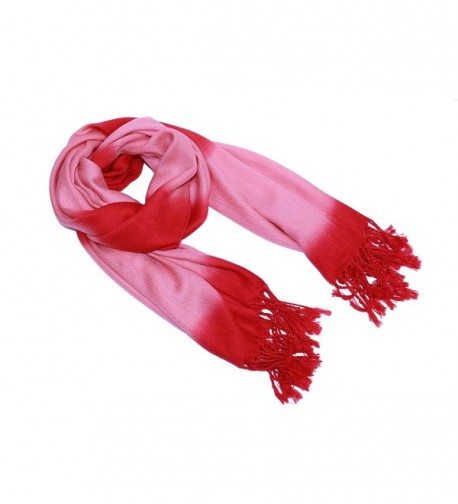 DZHAVAEL WOMEN'S FALL WINTER FASHION SCARVES OMBRE PRINT SHAWL WRAP SCARF - Red/Hotpink - CQ12O9TWF40