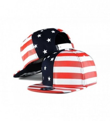 Flag Snapback Hat Cap Color Matching Flat Brim Hip-hop Cap - Red - C111OUVV353