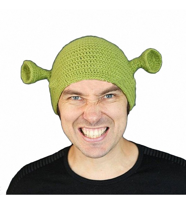 JcxHat Men's Green Funny Monster Ears Crochet Chunky Warm Winter Knit Hat Beanie Skully Cap - C912O8J2VYS