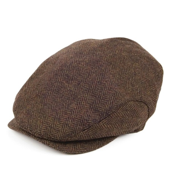 Jaxon Hats Square Bill Herringbone Ivy Cap - Brown - CE11HRY0ARV