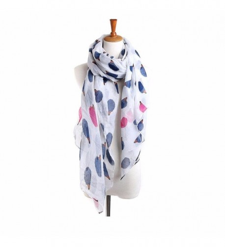 Deamyth Women Hedgehog Printing Voile Scarf Wraps Shawl Headscarf - White - CY12NYF93AM