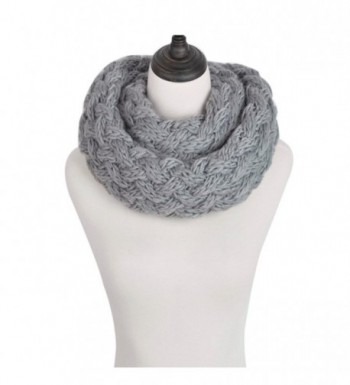 Premium Solid Winter Criss Cross Knit Thick Infinity Loop Circle Scarf - Grey - CW12MMBJ1SN