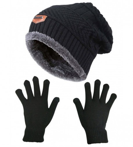 Slouchy Beanie Gloves HINDAWI Mittens - Hat and Gloves (Black) - CX1872RX6X7