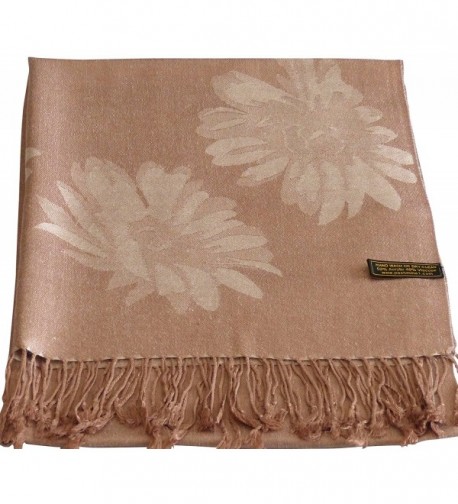 CJ Apparel Zakura Design Floral Pattern Pashmina Shawl Scarf Wrap Seconds NEW - Beige - C3126OTWWCB