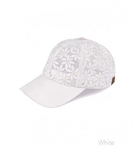 ScarvesMe C.C Floral Lace See Through Adjustable Baseball Cap - White - C717Y0XAGOG