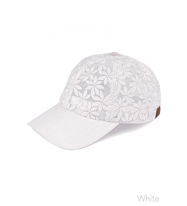 ScarvesMe C.C Floral Lace See Through Adjustable Baseball Cap - White - C717Y0XAGOG