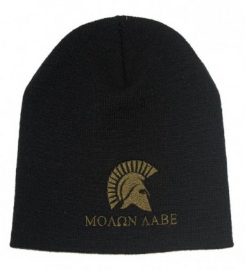 Bang Bang Apparel Men's 'Molon Labe' Embroidered Beanie - Black With Green Stitching - CO186N98W97