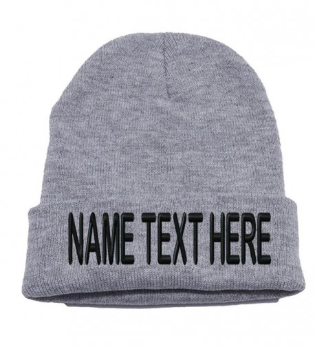 Caprobot iD Custom Embroidery Personalized Name Text Ski toboggan Knit Cap Cuffed Beanie Hat - Heather Grey - CJ1892DZDZI