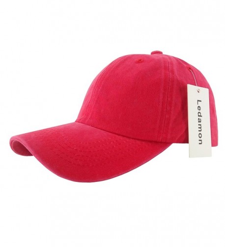 Ledamon Baseball Cap Vintage Dad Hat Plain Polo Washed Cotton Adjustable Hat Cap Unisex - Red - CX184Z06M58