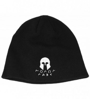 Molon Labe Apparel Men's Knit Cotton Beanie Cap Spartan Helmet 2 - Black Gray - CK11OC9OWVP