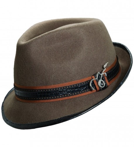 Carlos Santana Wool Felt Fedora with Guitar Pin - Meditation (SAN216)-Khaki-L/XL - CD119H2MHVJ