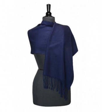 Biagio 100% Wool Pashmina Solid Scarf NAVY BLUE Color Women's Shawl Wrap Scarves - CP11IVBIPF9